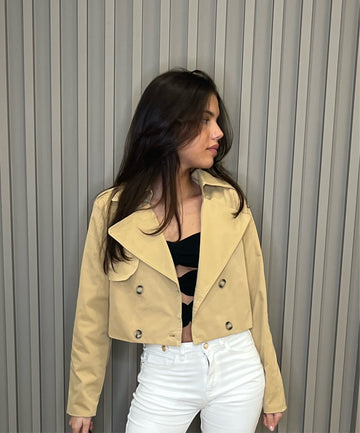 Trench-coat CROPPED camel